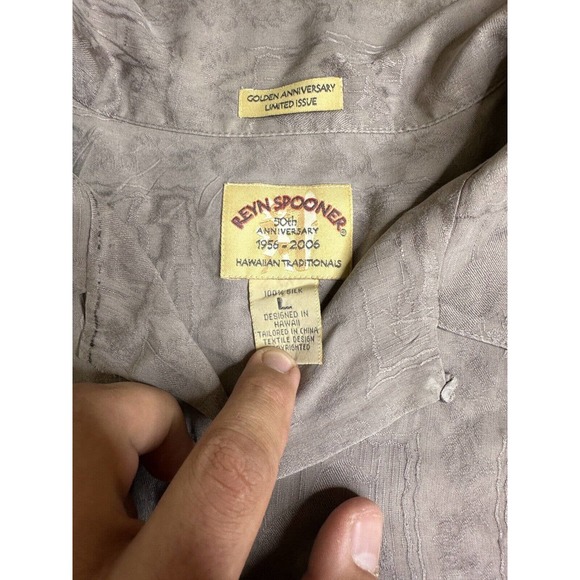 Reyn Spooner L Golden 50th Anniversary Limited Issue Brown Casual Shirt Silk - Picture 6 of 9